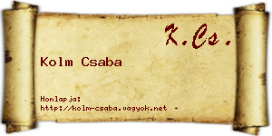 Kolm Csaba névjegykártya